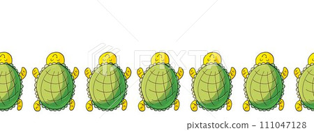 Marine seamless border. Children's fairy-tale drawing Marine seamless border. Children's fairy-tale drawing 111047128