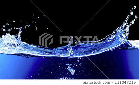 cobalt blue water in slow motion, 16:9 widescreen background / wallpaper, macro photo 111047219