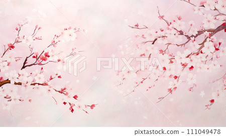 日式白梅花枝插畫背景“AI生成圖像” 日式白梅花枝插畫背景“AI生成圖像” 111049478