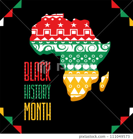 Black history month poster with map of Africa Vector Black history month poster with map of Africa Vector 111049573