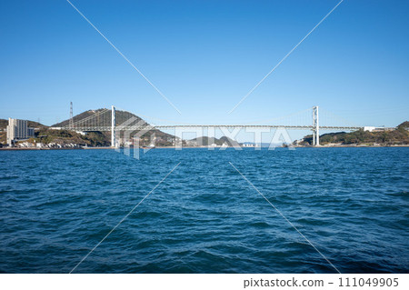 The blue sea of Kanmon Strait and Kanmon Bridge The blue sea of Kanmon Strait and Kanmon Bridge 111049905