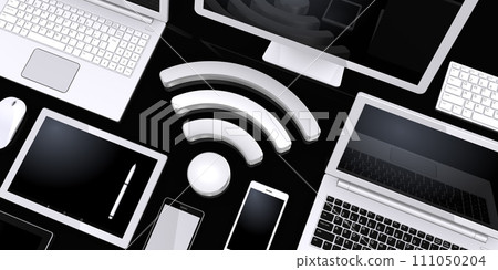 電腦設備及Wi-Fi圖示、電腦網際網路環境影像 電腦設備及Wi-Fi圖示、電腦網際網路環境影像 111050204