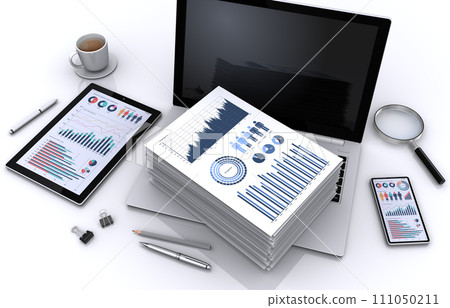 An image of a computer and a pile of business documents, building a business strategy and analyzing data An image of a computer and a pile of business documents, building a business strategy and analyzing data 111050211