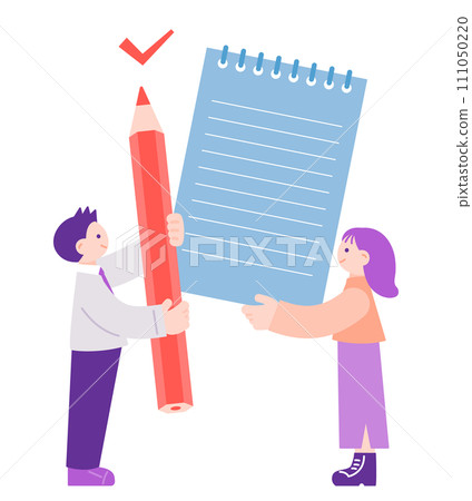 Illustration material of people checking a list 111050220