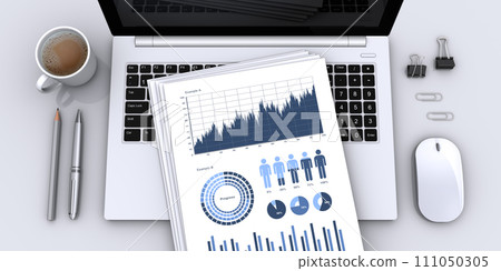 商業景觀、筆記型電腦和商業項目的桌面視圖 111050305