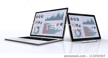 顯示業務數據的筆記型電腦和平板電腦,響應式設計 顯示業務數據的筆記型電腦和平板電腦,響應式設計 111050307