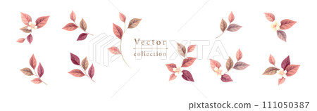 Watercolor style leaves and flowers vector illustration 111050387