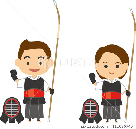 Image illustration of Naginata player (male and female set) 111050749