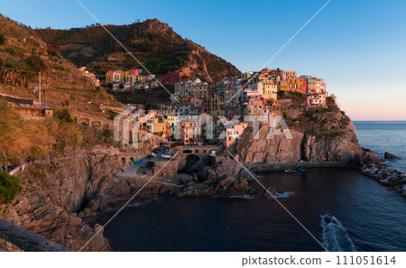 Image of sunset of Manarola in La Spezia of Italy 111051614