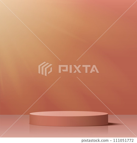 3d orange color podium and minimal orange color wall scene. 3d podium minimal abstract background. Vector 3d orange color podium and minimal orange color wall scene. 3d podium minimal abstract background. Vector 111051772