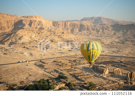 Beautiful views of the majestic Valley of the Kings from a hot air balloon 111052116