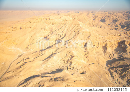 Beautiful views of the majestic Valley of the Kings from a hot air balloon Beautiful views of the majestic Valley of the Kings from a hot air balloon 111052135