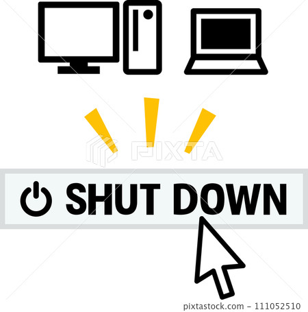 Computer shutdown button and arrow cursor Computer shutdown button and arrow cursor 111052510