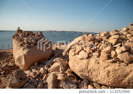 Beautifully stacked stones at Abu Simbel temple Beautifully stacked stones at Abu Simbel temple 111052900
