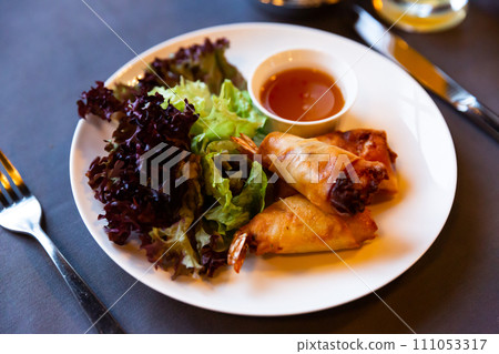 Thai spring rolls with shrimps Thai spring rolls with shrimps 111053317