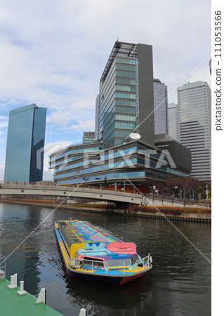 Osaka Business Park skyscrapers and water buses Osaka Business Park skyscrapers and water buses 111053566