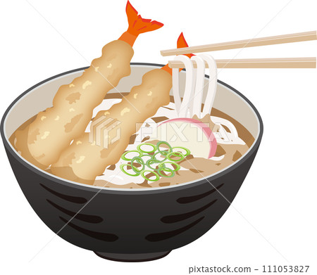 Tempura udon lifted with chopsticks 111053827
