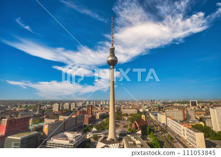 Berlin Germany, city skyline at Alexanderplatz and Berlin TV Tower 111053845