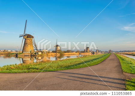 Dutch Windmill landscape at Kinderdijk Village Netherlands Dutch Windmill landscape at Kinderdijk Village Netherlands 111053865