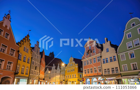 Landshut Germany, night city skyline at Old Town Altstadt street 111053866