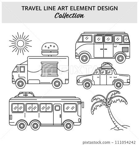 Set of travel car line art element template design Set of travel car line art element template design 111054242