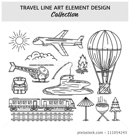 Set of travel line art element template design Set of travel line art element template design 111054243