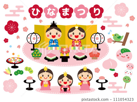 Illustration set of the Hina Matsuri 111054323