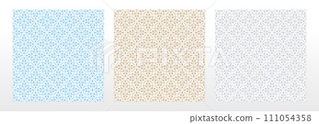 Collection of flower geometric patterns. Seamless vector backgrounds. Colored ornaments. Ornament for fabric, wallpaper, packaging. Decorative prints 111054358