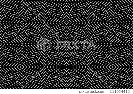 Abstract geometric pattern with stripes, lines. Seamless vector background. White and black ornament. Simple lattice graphic design. 111054413