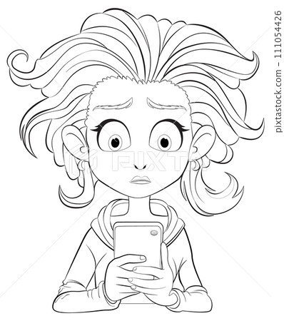 Surprised Young Girl Holding Smartphone Surprised Young Girl Holding Smartphone 111054426