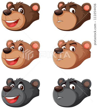 Expressive Cartoon Bear Faces Collection Expressive Cartoon Bear Faces Collection 111054436