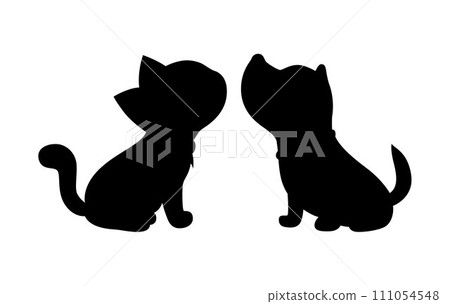 Cat and dog, Silhouette of cat and dog for icon or logo Cat and dog, Silhouette of cat and dog for icon or logo 111054548