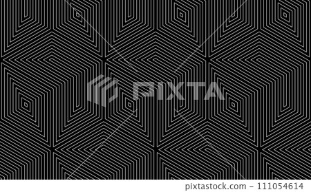 Abstract geometric pattern with stripes, lines. Seamless vector background. White and black ornament. Simple lattice graphic design. 111054614