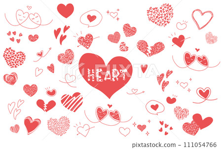 Collection of pink hand-drawn hearts Collection of pink hand-drawn hearts 111054766