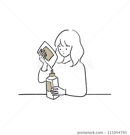 An eco-friendly woman who refills detergent into bottles and her nameless household chores 111054791