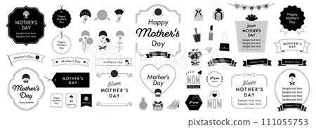 Mother's Day design idea set (English letters) monochrome 111055753