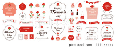 Mother's Day design idea set (English letters) white background Mother's Day design idea set (English letters) white background 111055755