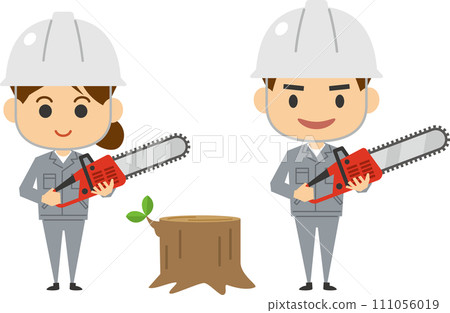 Image illustration set of men and women working in forestry 111056019