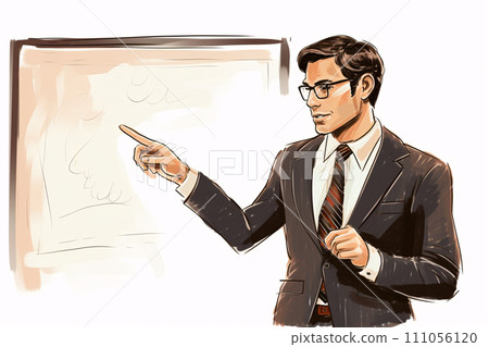 男性商人正在白板前召開團隊會議 111056120