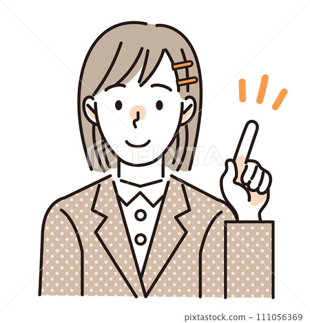 Female office worker pointing to a point OL business woman 111056369