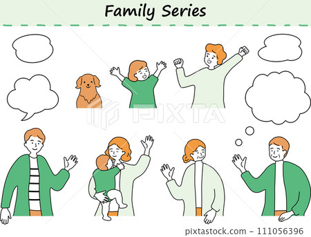 3 generation family illustration set 111056396