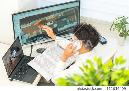 3D CAD 3D 3DCG Architectural design House interior 1 person Smartphone 3D CAD 3D 3DCG Architectural design House interior 1 person Smartphone 111056409