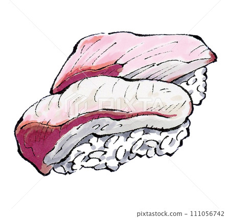 Sushi Hamachi hand-drawn illustration 111056742