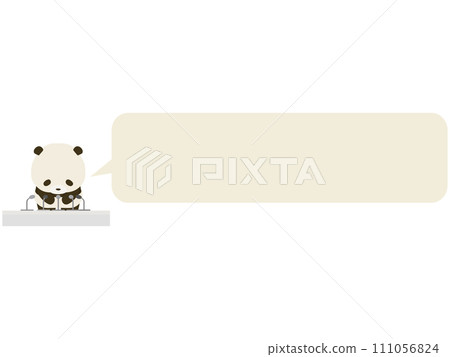 Panda holds an apology conference. with speech bubble Panda holds an apology conference. with speech bubble 111056824