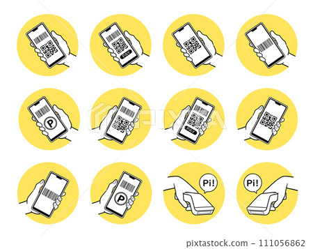 Cashless payment hand icon set 111056862
