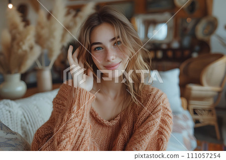 A female influencer and Instagrammer who distributes videos on SNS from her smartphone 111057254