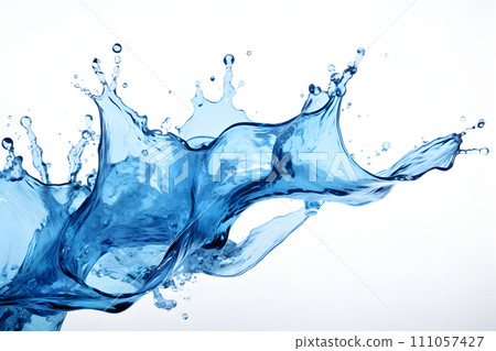 Blue water wave isolated on white background 111057427