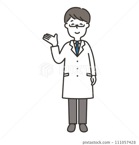 一個穿著白大褂的男人引導你的全身插圖 111057428