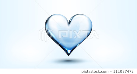 Glass transparent heart floating in air 111057472