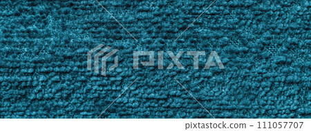 Texture of dark turquoise color background from textile material with pattern, macro. 111057707